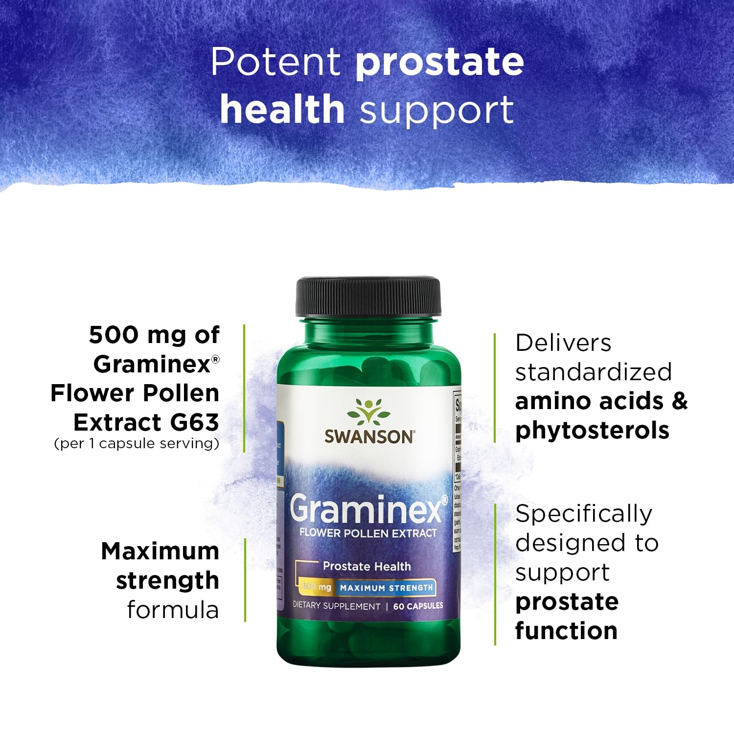 Swanson Maximum Strength Graminex Flower Pollen Extract - Supports Prostate Health, Urinary Tract Function, and Kidney Health -