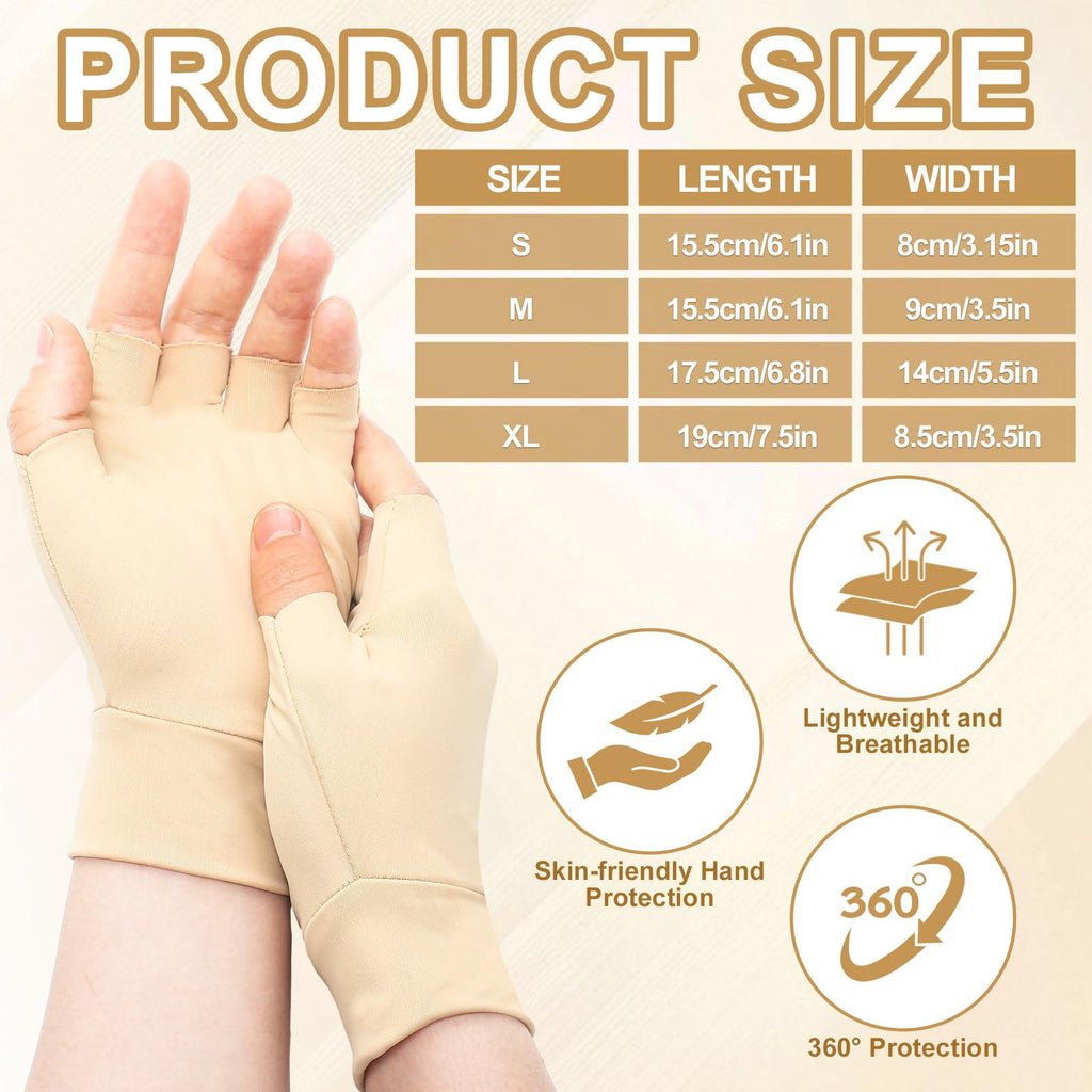 Yearntown 3 Pairs Elderly Skin Thin Protector Gloves Tone Fingerless Gloves Bruise Abrasion Protective to Cover Bruising(L,Skin