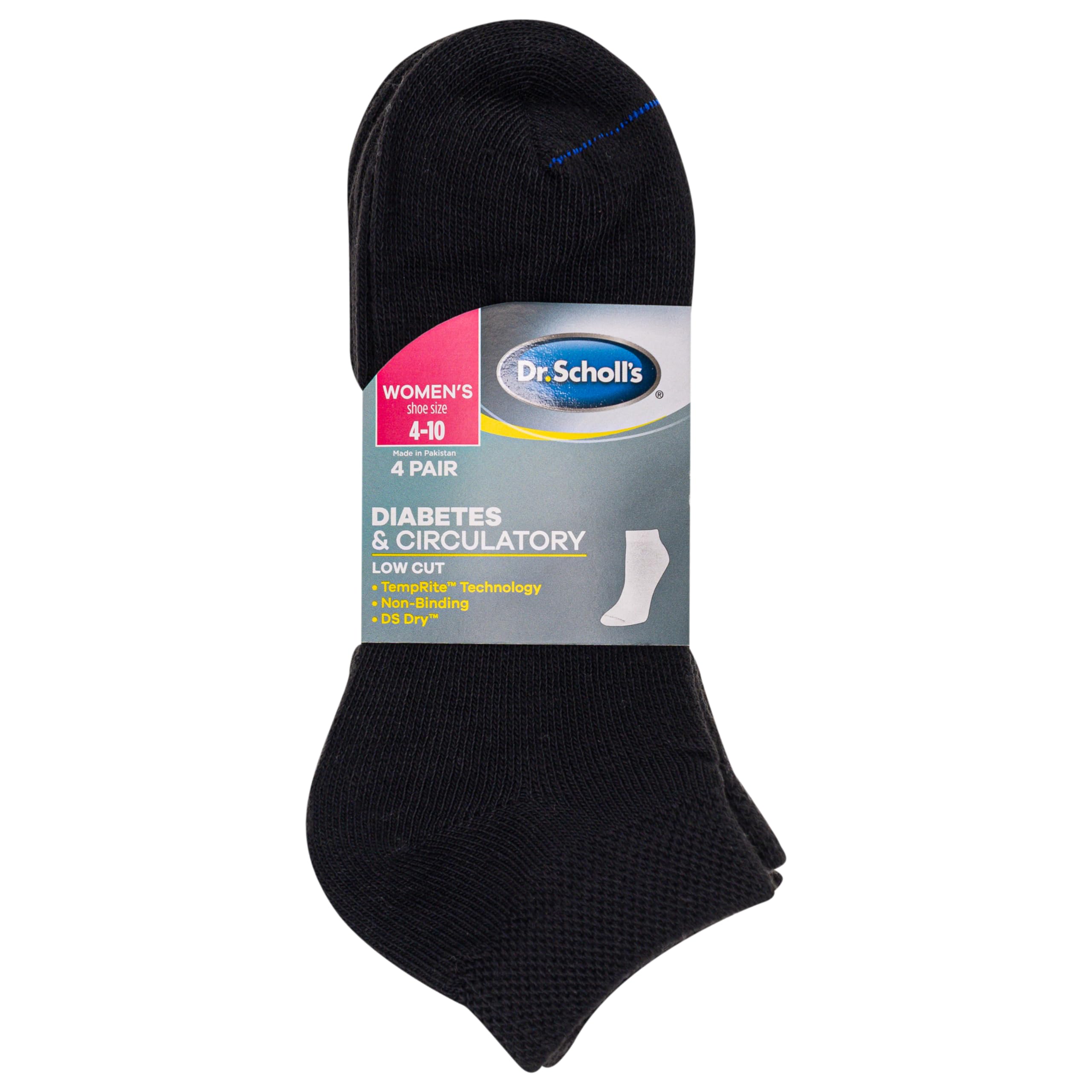 Dr. Scholl's womens Diabetes & Circulatory (4pk) Casual Sock, Black, One Size US