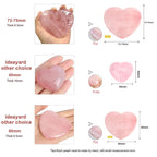ideayard Big Rose Quartz Heart 72-75mm Love Healing Crystal Meditation Palm Stone Quartz Worry Stone for Relieve Anxiety Stress