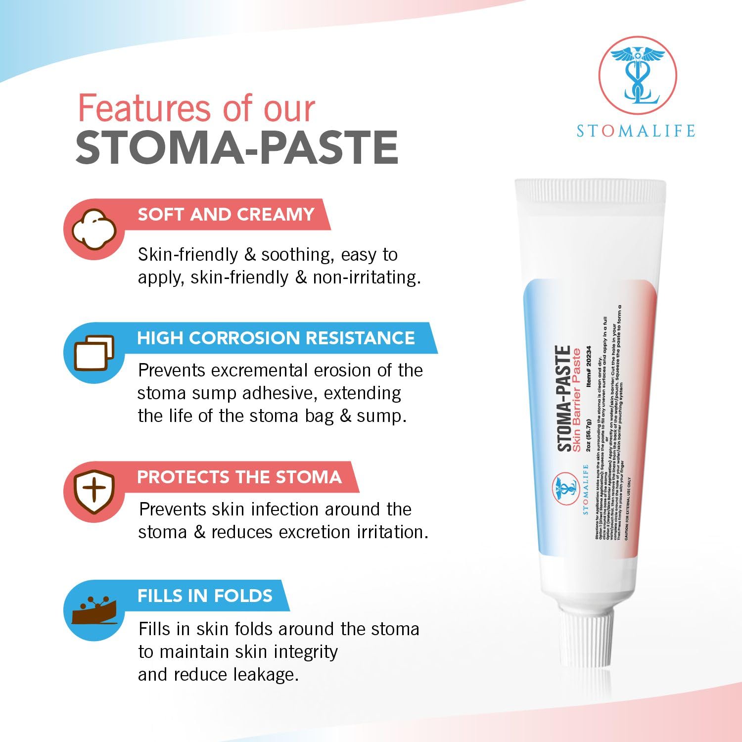 Stomalife Ostomy Paste 2 Oz, Stoma Barrier Paste with Skin Irritation Prevention | Accessories for Ostomy-Colostomy-Ileostomy (2