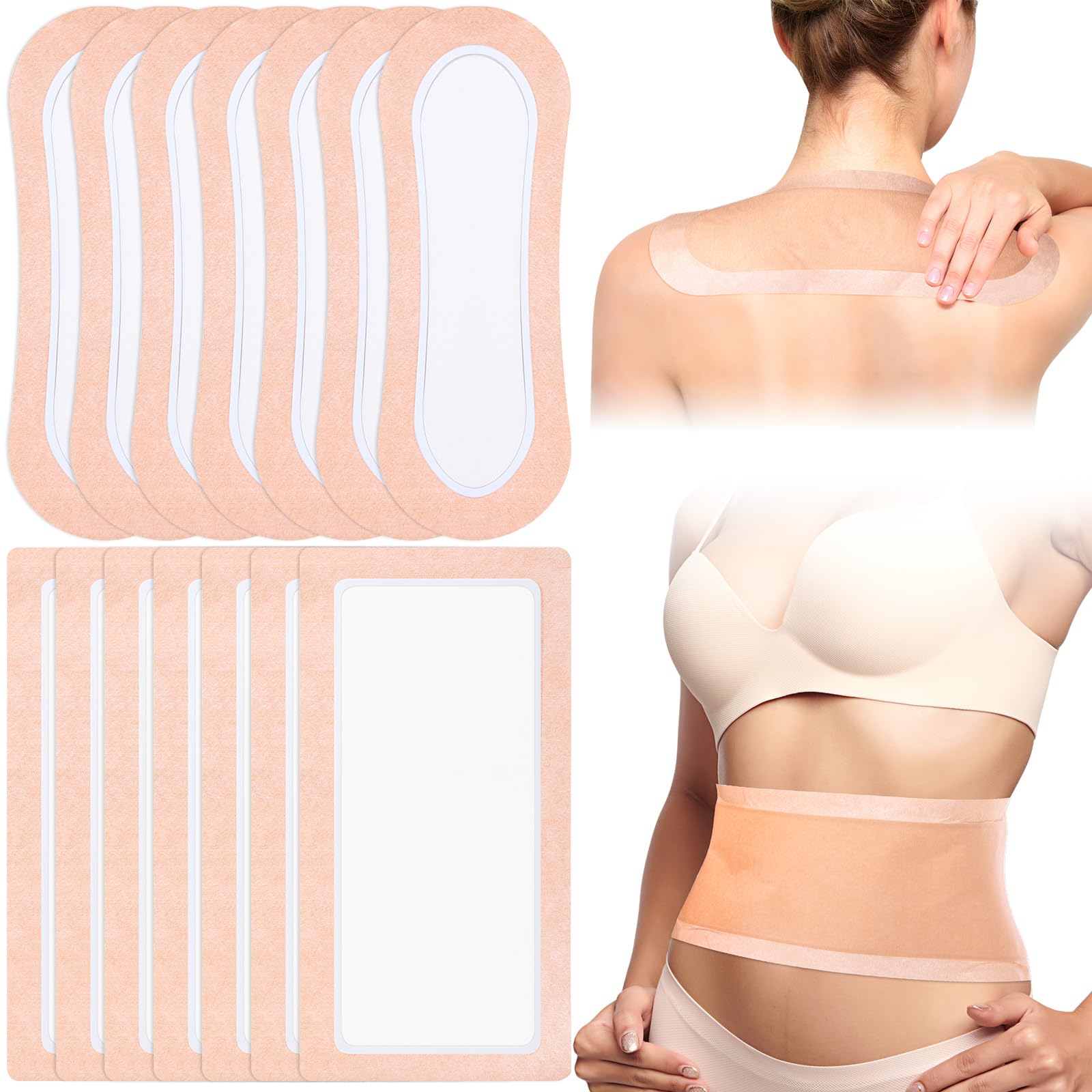 Geiserailie 40 Pcs Large Castor Oil Pack Wrap Kit Disposable Castor Oil Patches Large Self Adhesive Pads for Belly Back Neck Wai