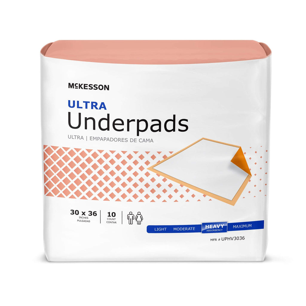 McKesson Ultra Underpads, Adult Incontinence Bed Pads, Chux, Disposable, Heavy Absorbency, 30 in x 36 in, 100 Count