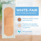 Tru-Colour Skin Tone Bandages Variety Pack - Flexible Fabric Adhesive Strips, Fingertip, Knuckle Bandages - Beige, 2 Pack, 50 Co