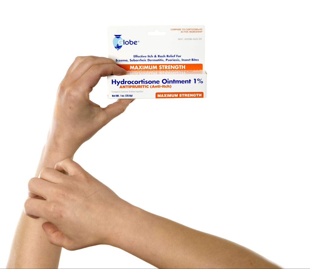 (3 Pack) Globe Hydrocortisone Maximum Strength Transparent Ointment 1%,1 oz, Anti-Itch Topical Ointment for Redness, Swelling, I