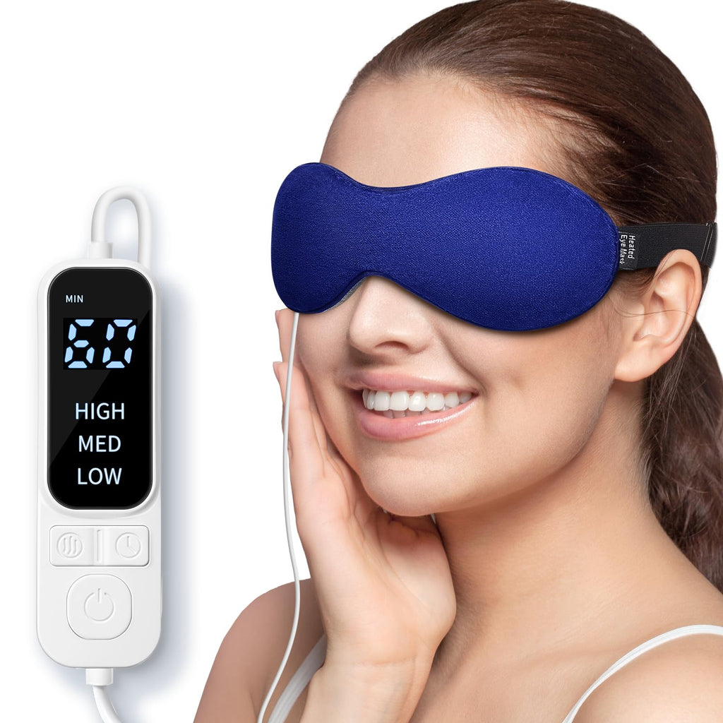 YFONG Heated Eye Mask for Dry Eyes, Stye and Migraines, USB Electric Eye Mask with 3 Temperature Settings & 4 Time Controls, War