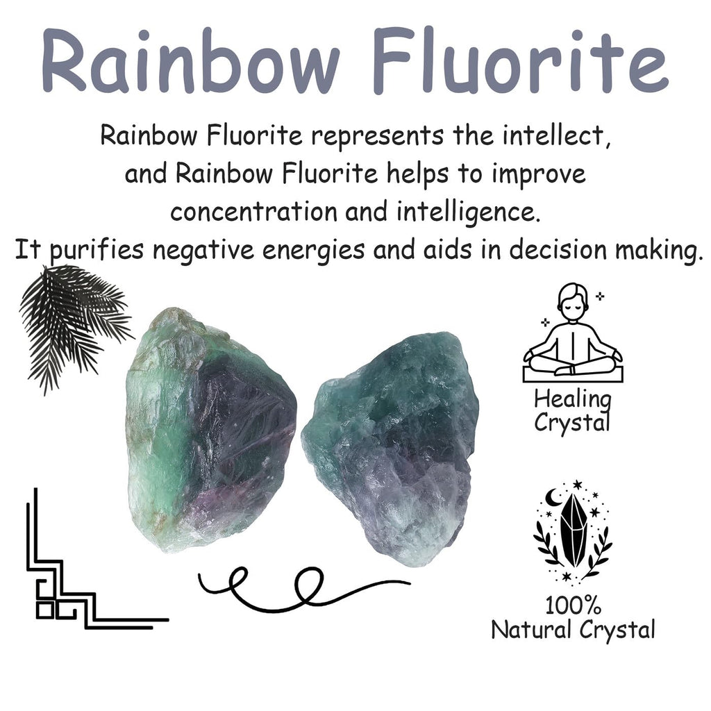 NUKAYAI 2Pcs Rainbow Fluorite 1.8-2.2 Large Raw Crystals Rocks Rough Stones Healing Crystal for Cabbing DIY Wicca Reiki Decorati