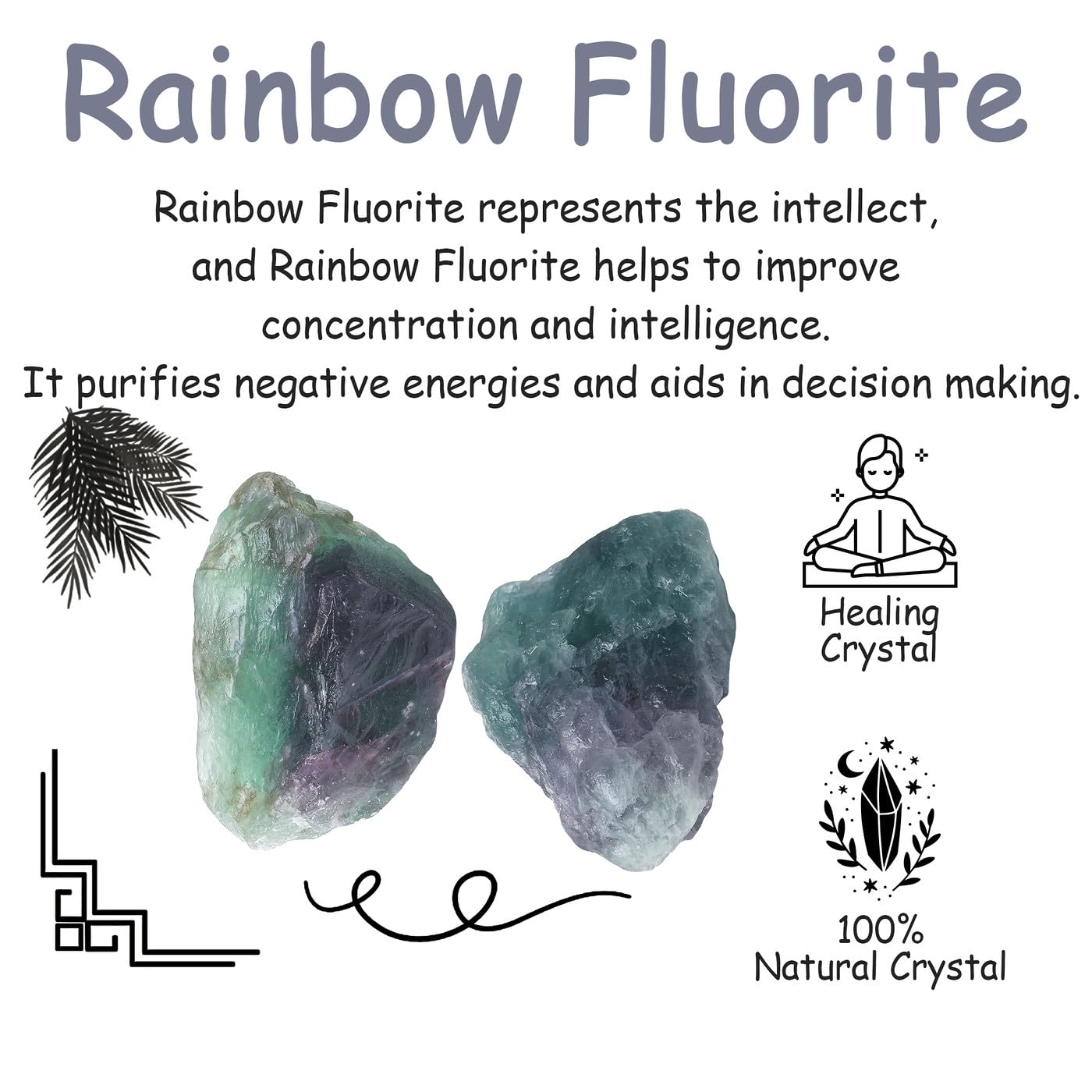 NUKAYAI 2Pcs Rainbow Fluorite 1.8-2.2 Large Raw Crystals Rocks Rough Stones Healing Crystal for Cabbing DIY Wicca Reiki Decorati