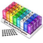 CAidRE 30 Day Pill Box Organizer 2 Times a Day, AM PM, Weekly Pill Holder for Fish Oil, Vitamins, Supplements