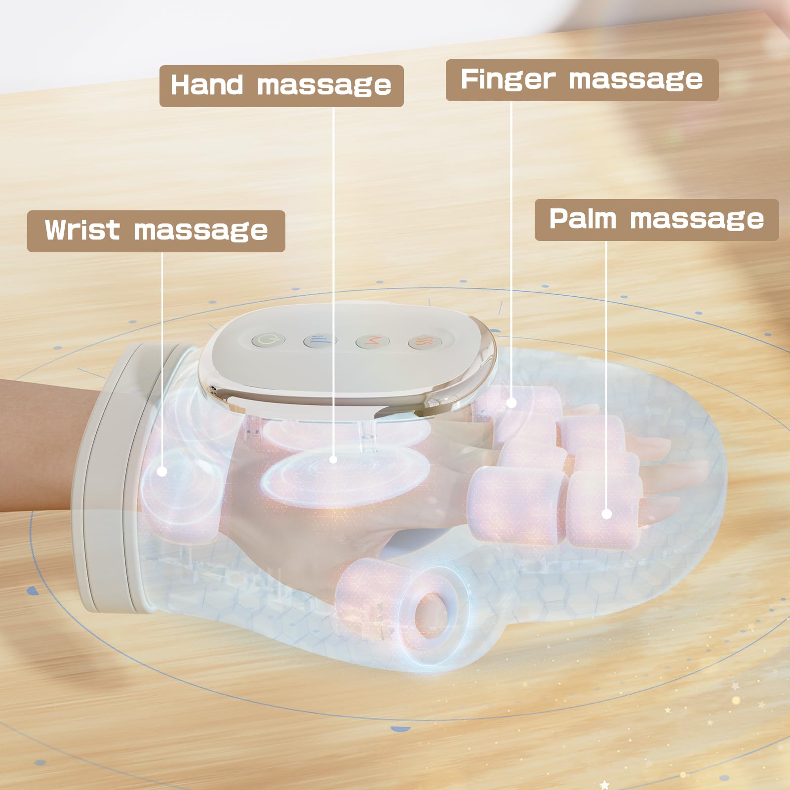 Prisag Hand Massager with Heat and Compression, Cordless Hand Massager, Finger Massager, 2025 Updated Carpal Tunnel Relief & Wri