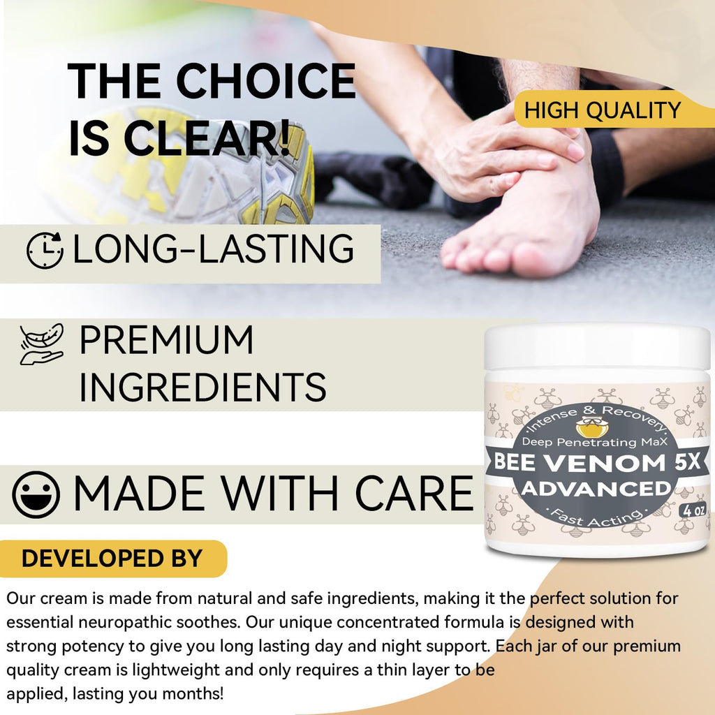 AEROMAXX Organic Bee Venom Muscle Joint Cream, 10x Maximum Caring Ointment, Soothe Shoulder, Back, Neck, Hands, Knuckles, Elbows