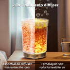 Essential Oil Diffuser, 3 in 1 Aromatherapy Diffuser & Himalayan Salt Lamp & Ultrasonic Humidifier with Timer for Large Room, In
