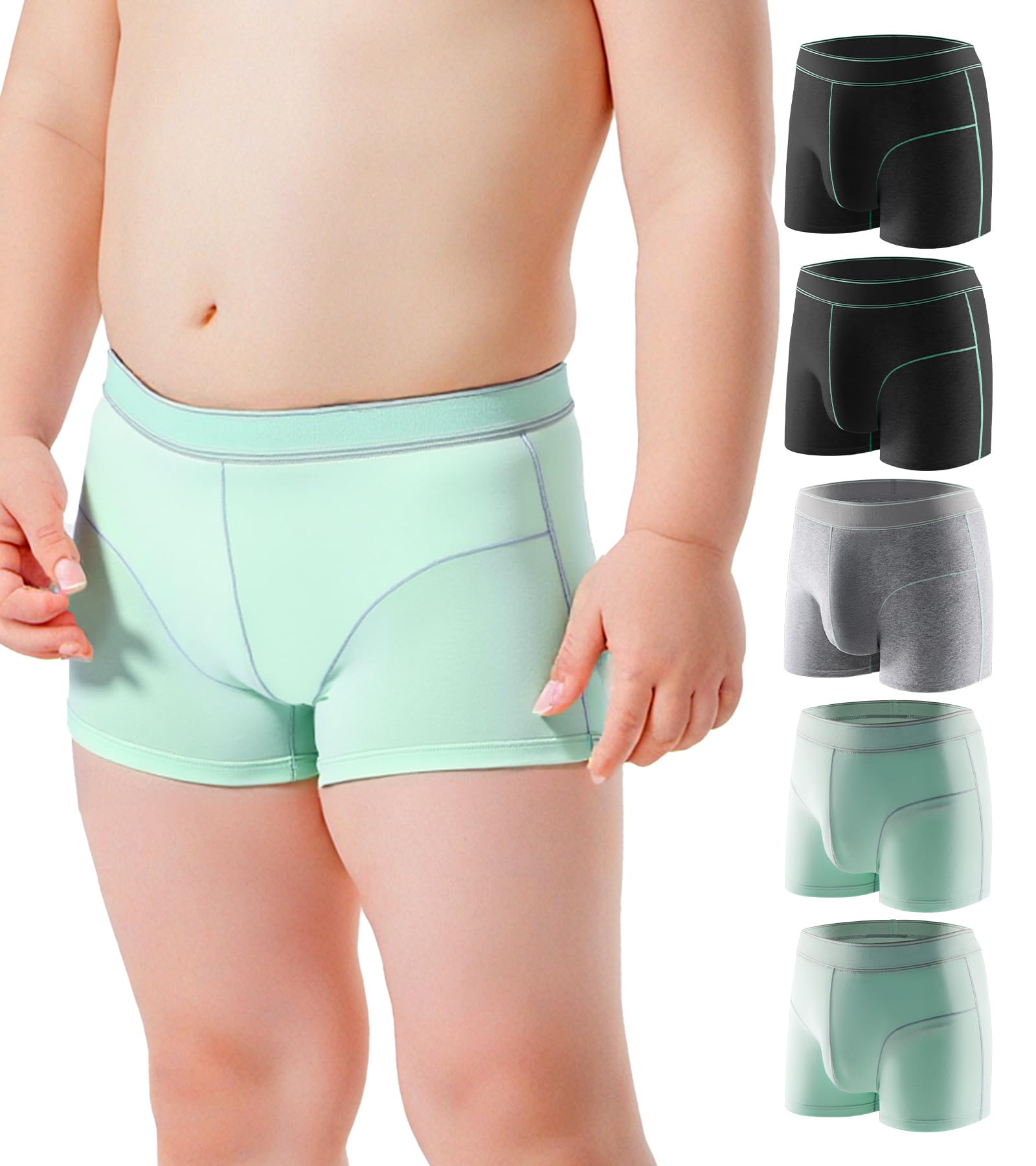 Carer Boys Incontinence Underwear Washable with Front Absorbent 70ML Breathable Cotton Absorbent Underwear for Kids 5 Pack Reusa