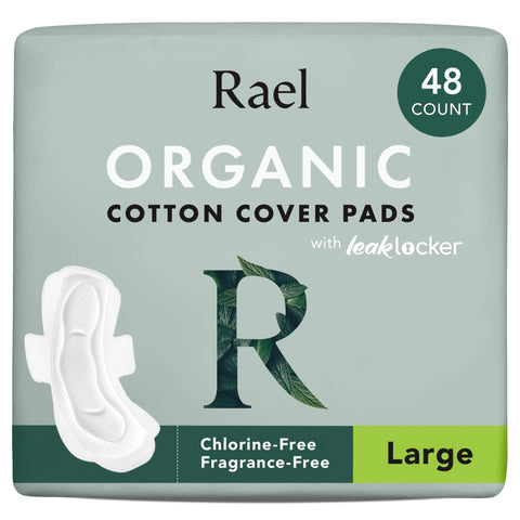 Rael Pads for Women, Organic Cotton Cover - Period Pads with Wings, Feminine Care, Sanitary Napkins, Heavy Absorbency, Unscented