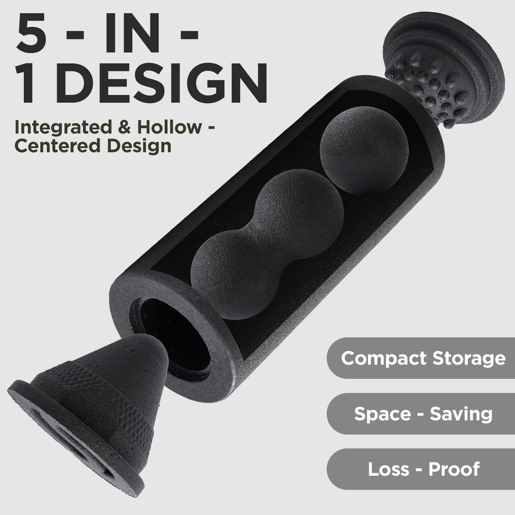 MZDXJ 5 in 1 Foam Roller Set with Peanut Massage Ball, Curved Muscle Brush - Yoga Roller, Massage Ball, Trigger Point Triangle f