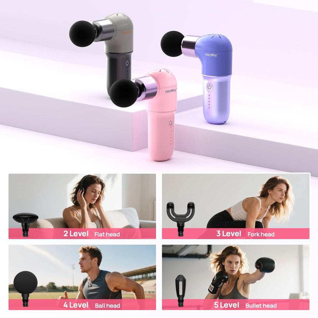 HEYCHY Super Mini Massage Gun, Deep Tissues Percussion Muscle Massager, Compact Sports Travel Massage Gun, Portable Massager Gun
