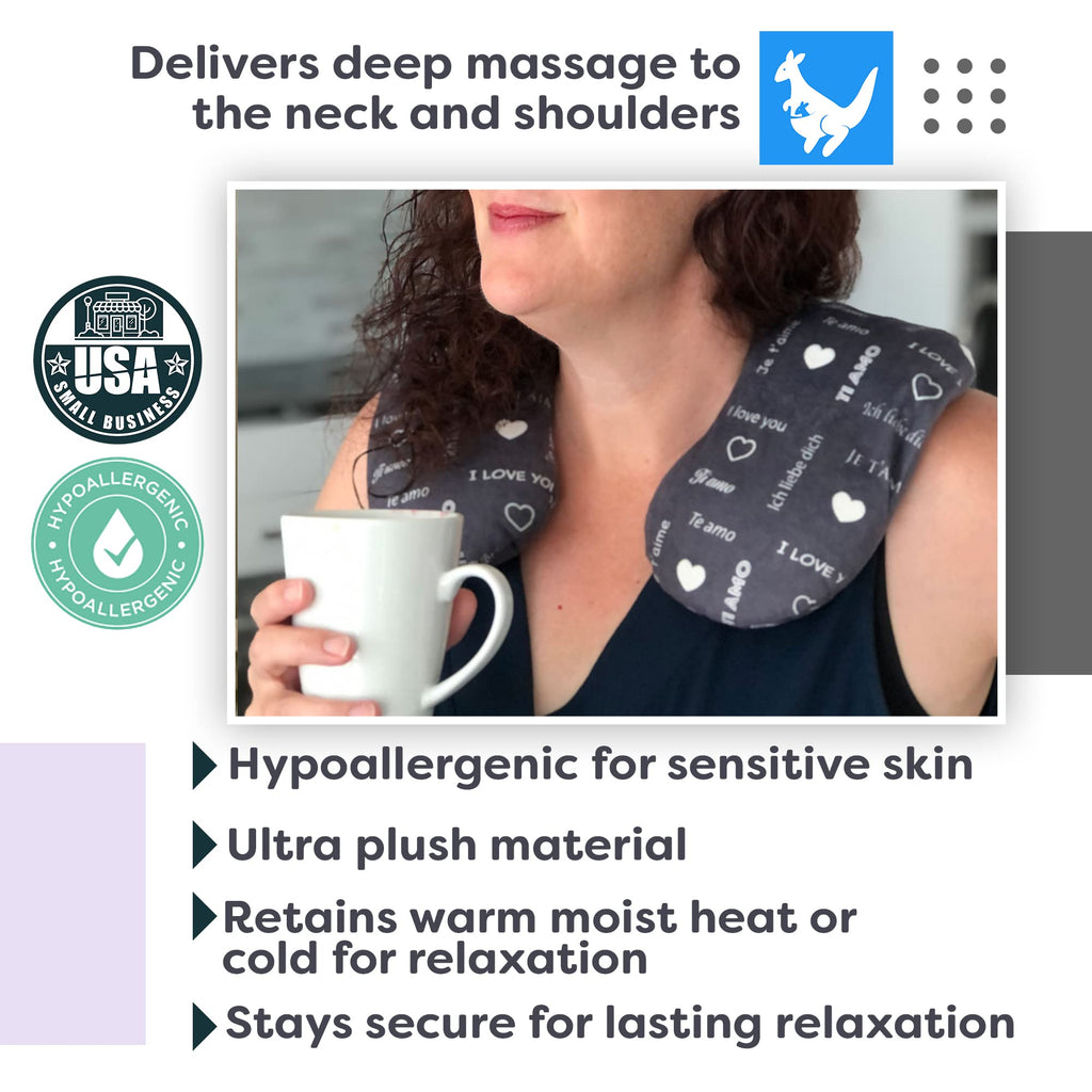 Huggaroo Cozy Neck Wrap Microwavable Heating Pad for Neck - Cordless Warm Compress for Muscle Tension Relief and Relaxation - St