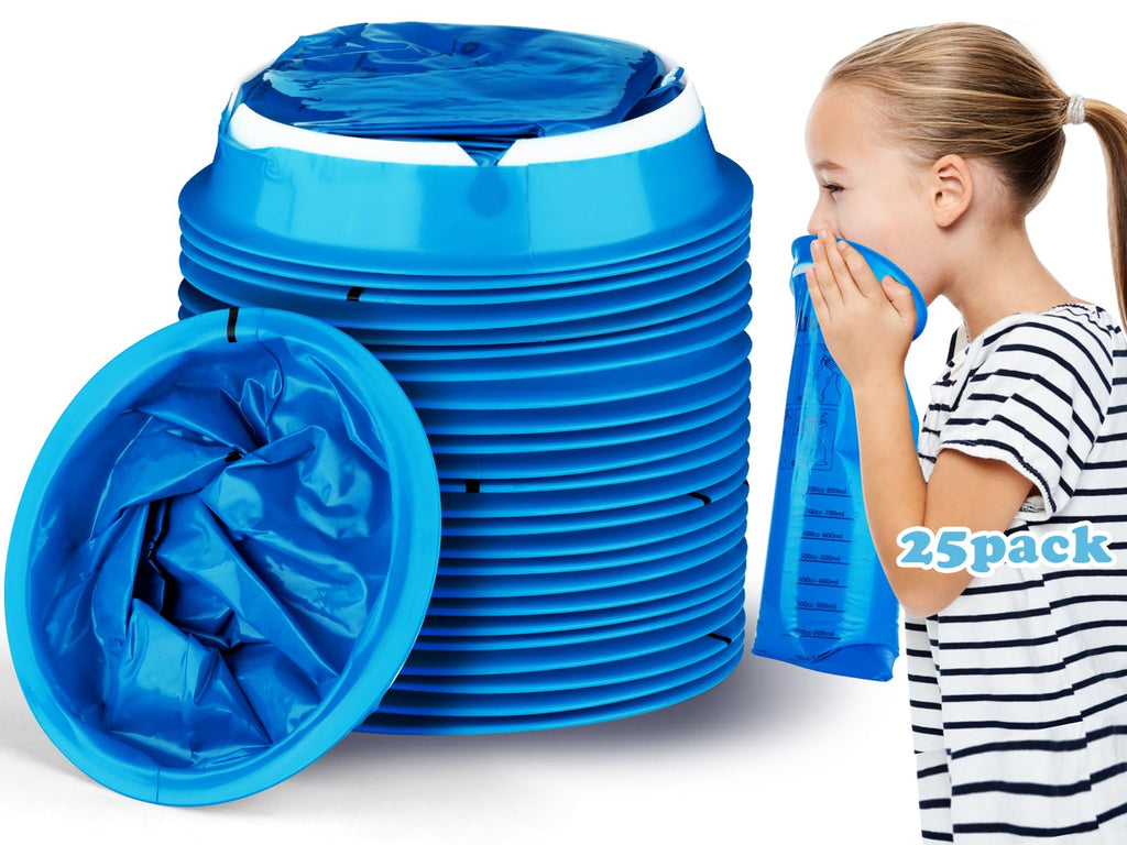 Valchoose 25 Pack Kids Throw up Bags 800ml, Hospital Graded Puke Bags for Car Kids, Motion Sickness Bags No Leak, Useful Perfect