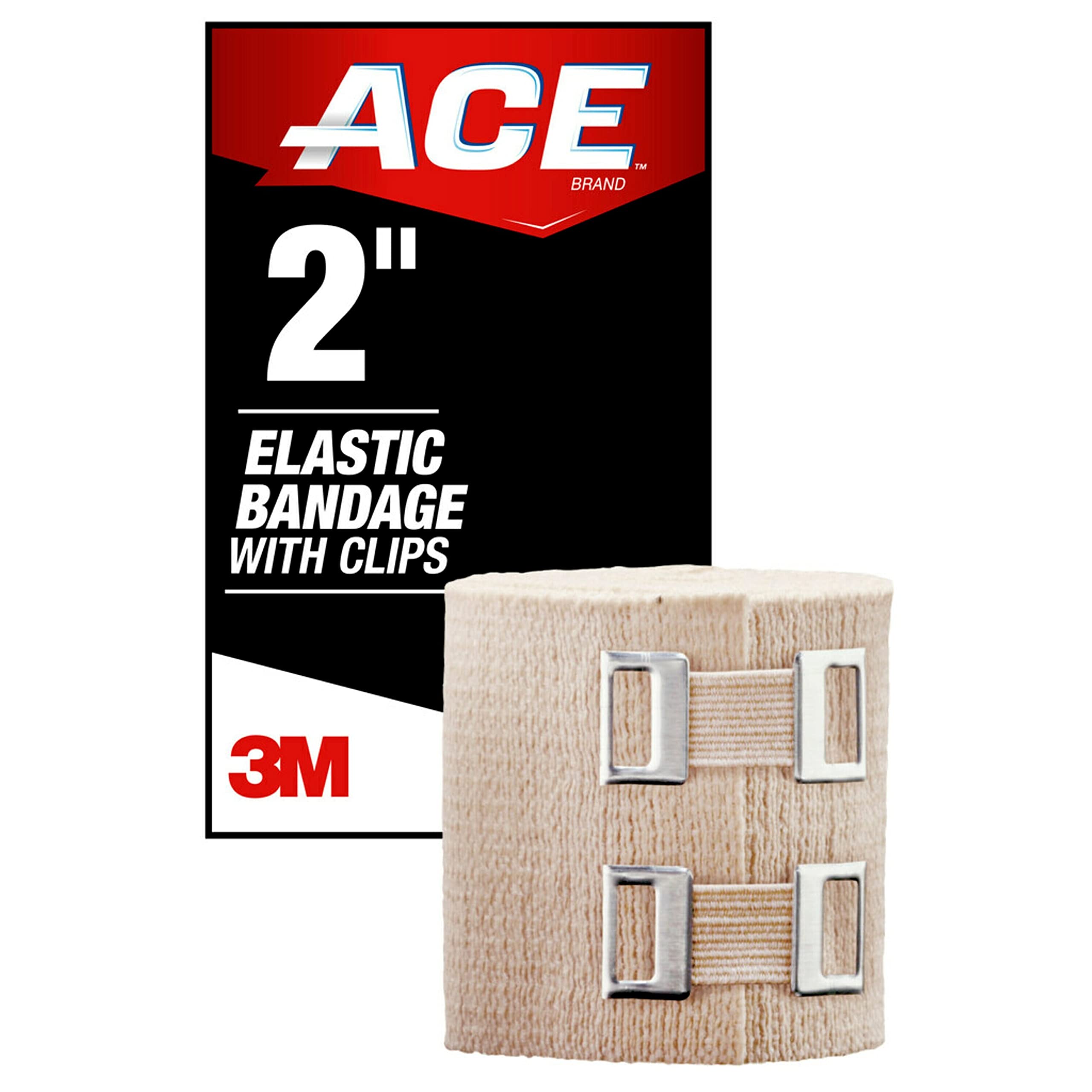 ACE Brand 2 Inch Elastic Bandage with Clips, Beige, 2 in x 51.2 in, Great for Elbow, Ankle, Knee & More, Comfortable Design for