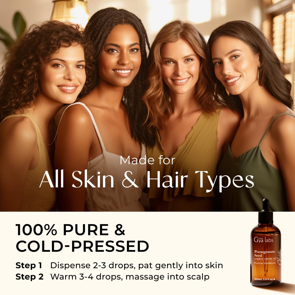 Gya Labs Organic Pomegranate Seed Oil for Skin, Face & Body - 100% Pure Natural Pomegranate Carrier Oil for Hair, Diffuser (3.4