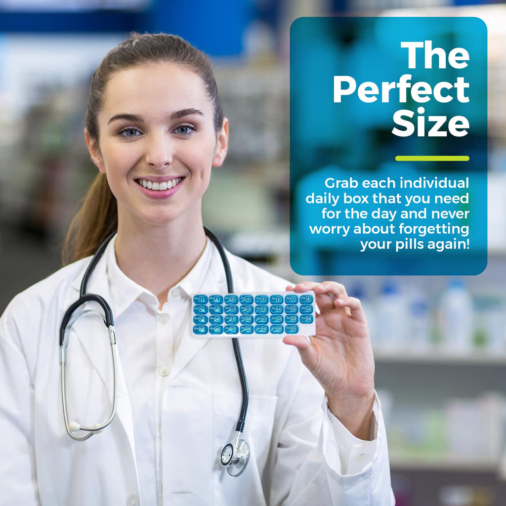 Monthly Pill Organizer - 31 Day Pill Organizer with Large Removable Medication Pods, Portable Pill Case Box and Holder for Daily
