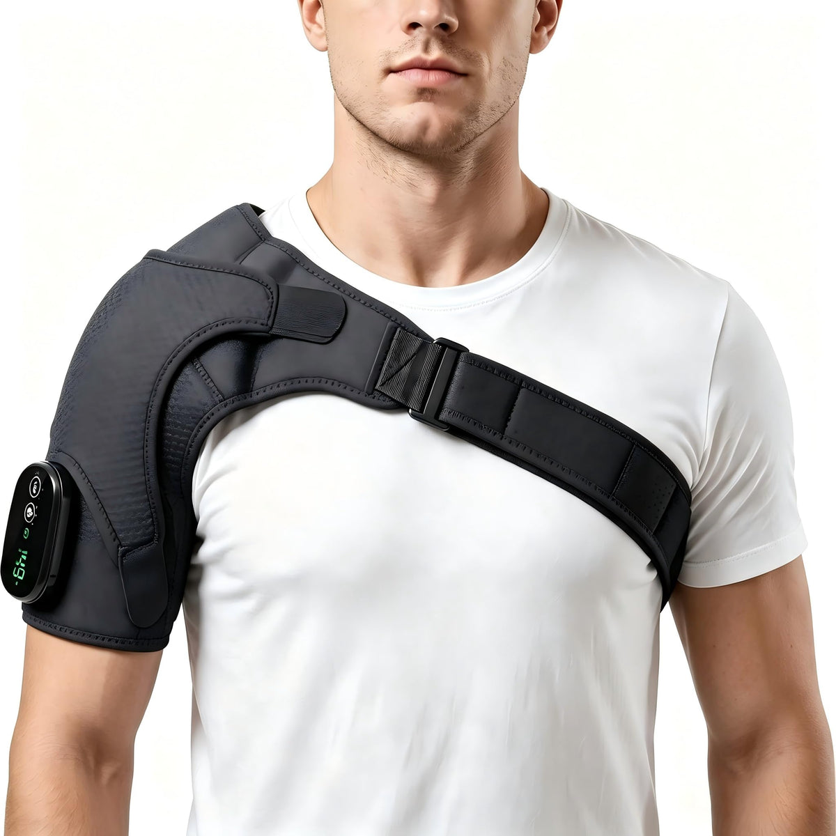 Red Light Therapy for Shoulder with Heat & Massage | Cordless 5000mAh Controller Infrared Shoulder Wrap