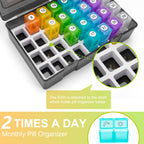 Monthly Pill Organizer 2 Times a Day,30 Day Pill Organizer 2 Times a Day,Pill Boxes and Organizer 2 Times a Day with Travel Case