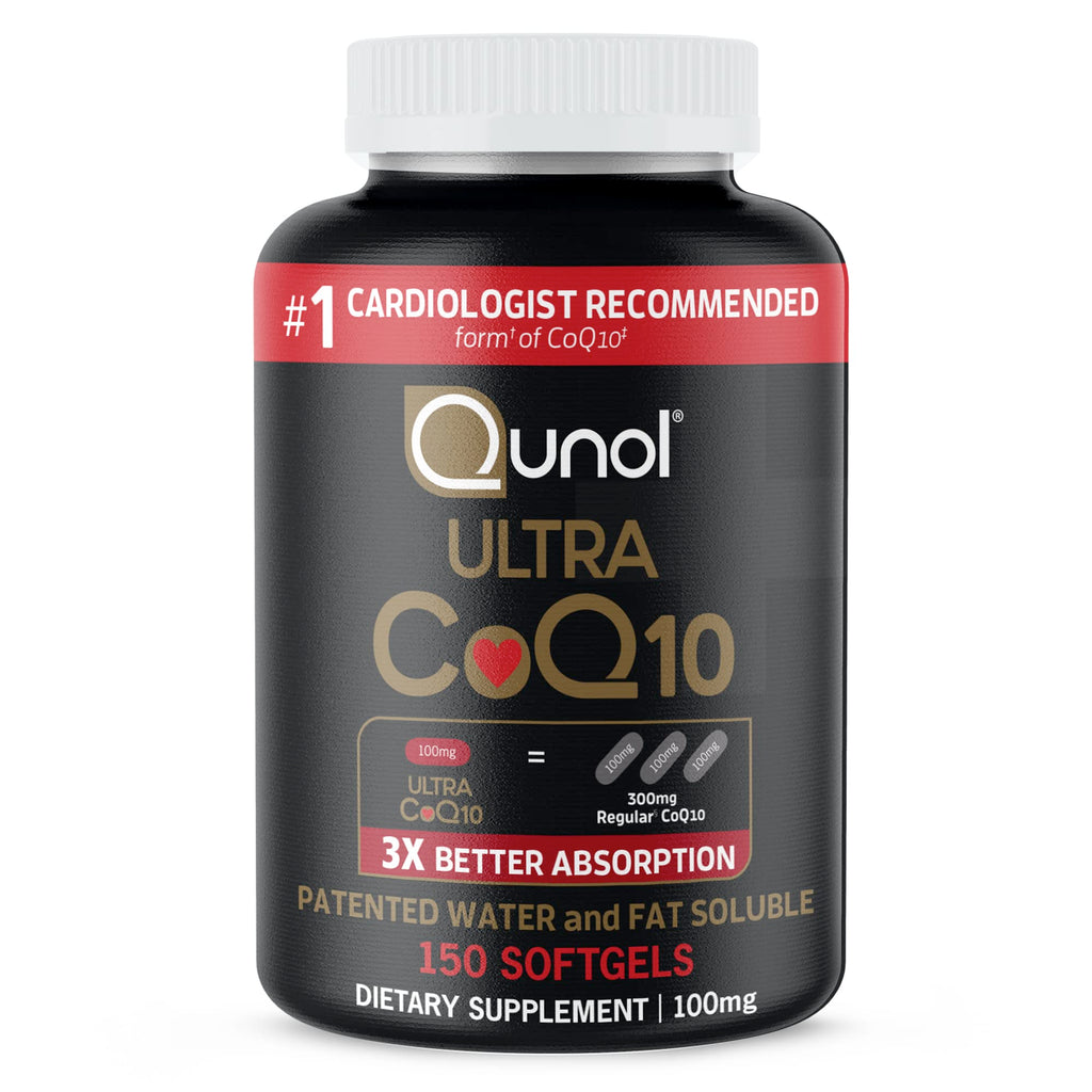 Qunol Ultra CoQ10 100mg Softgels- 3X Better Absorption Coenzyme Q10 Supplements - Antioxidant Supplement for Vascular and Heart Health & Energy Production