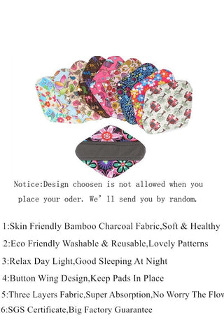 Reusable Waterproof Bamboo Charcoal Menstrual Pads Sets-Panty Liner Regular Flow Heavy Flow (pinjie, s)