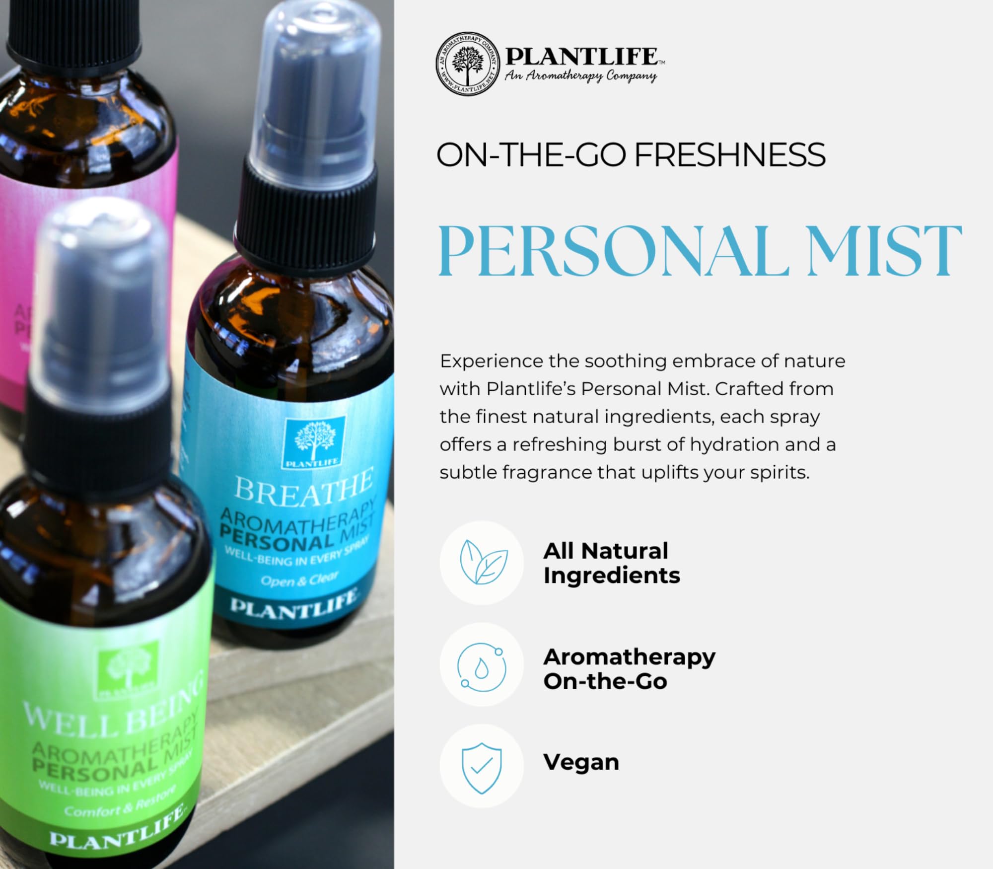 Plantlife Calm Mist Face and Body Spray - Straight From The Plant 100% Pure Therapeutic Grade - Take with You Everywhere - Made