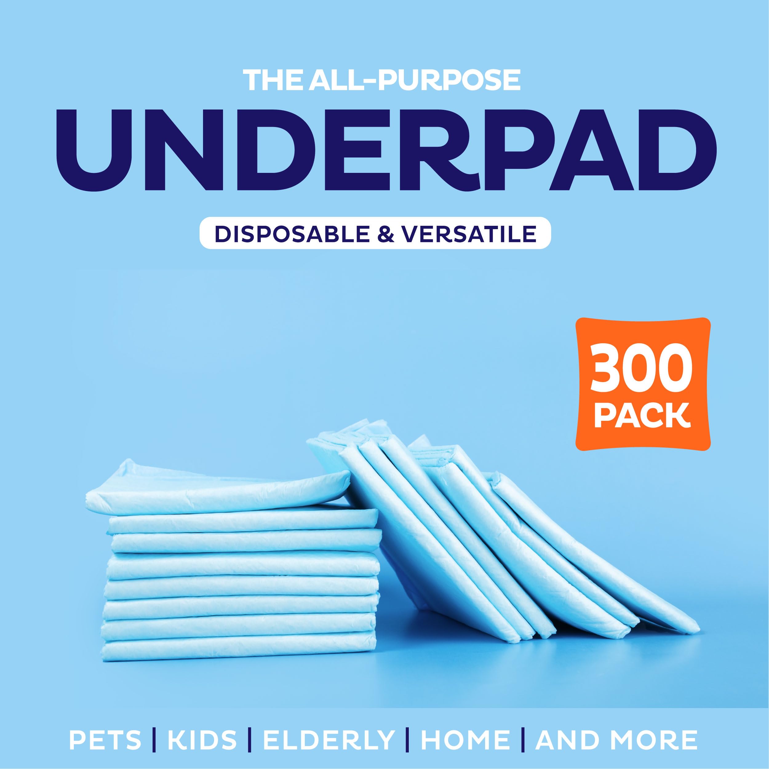 Disposable Chucks Pads [300 Pack - 17x24] Diaper Changing Pad Incontinence Bed Underpads for Baby, Dog & Puppy Pee Pads - Small