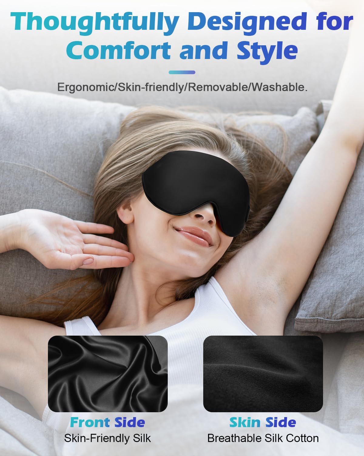 Silk Cordless Heated Eye Mask, Washable Heat Eye Compress for Dry Eye Electric Eye Heating Pad Warm Eye Mask for Eye Fatigue Sty