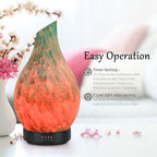 Essential Oil Diffuser 120ml Ultrasonic Aromatherapy Diffuser with Handmade Glass BPA Free, Auto Shut-Off 4 Timer Setting 7 Colo