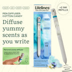 Lifelines Pen Diffuser Set, Cotton Candy - 1mm Black Ballpoint Pen with Scented Essential Oil Blend & 2 Ink Refills - Aromathera