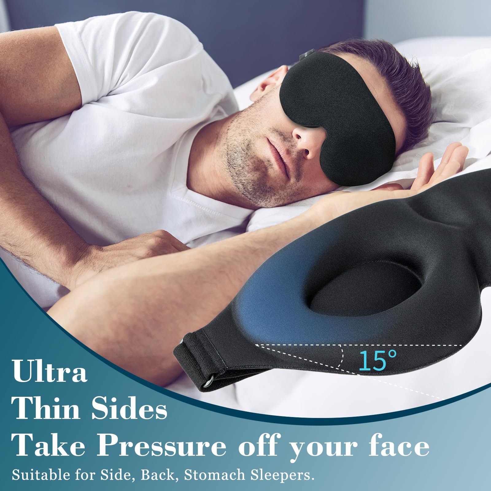 ZGGCD Sleep Mask for Side Sleeper, Light Blocking Sleeping Eye Mask for Women Men, 3D Contoured Cup Night Blindfold, Luxury Eye