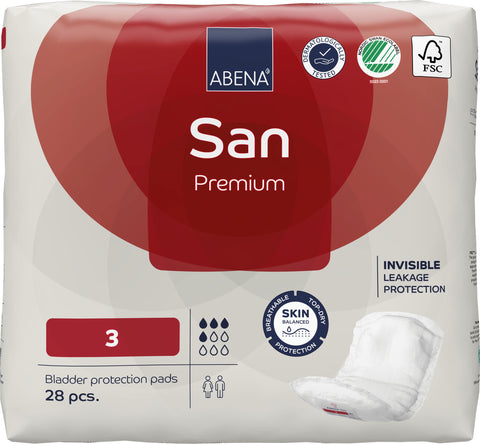 Abena San Premium Incontinence Pads, Light Absorbency, (Sizes 1 to 3A), Size 3, 196 Count