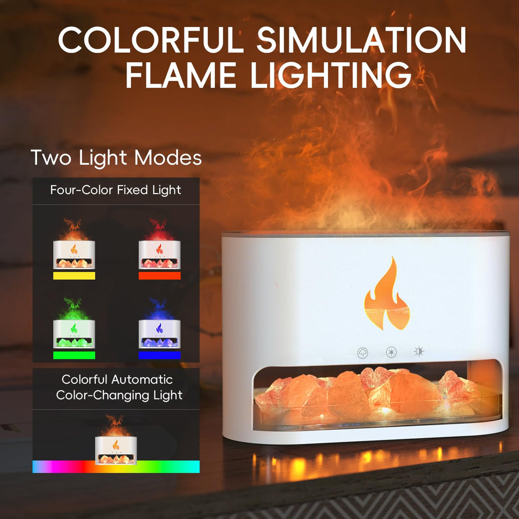 YALEDI Essential Oil Diffuser, Fireplace Fire Flame Aromatherapy Diffuser, 250ml Himalayan Salt Lamp Scent Diffuser, Cool Mist H