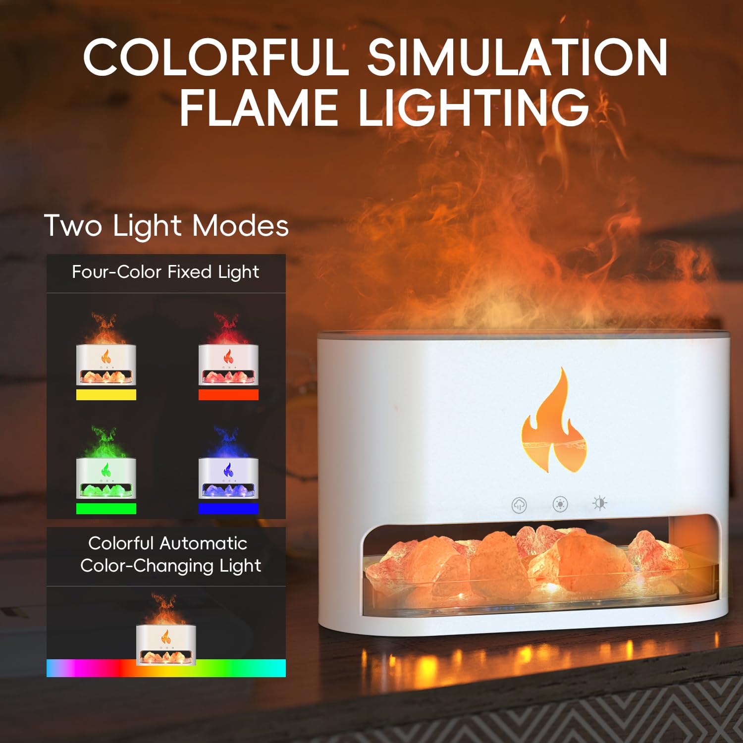 YALEDI Essential Oil Diffuser, Fireplace Fire Flame Aromatherapy Diffuser, 250ml Himalayan Salt Lamp Scent Diffuser, Cool Mist H