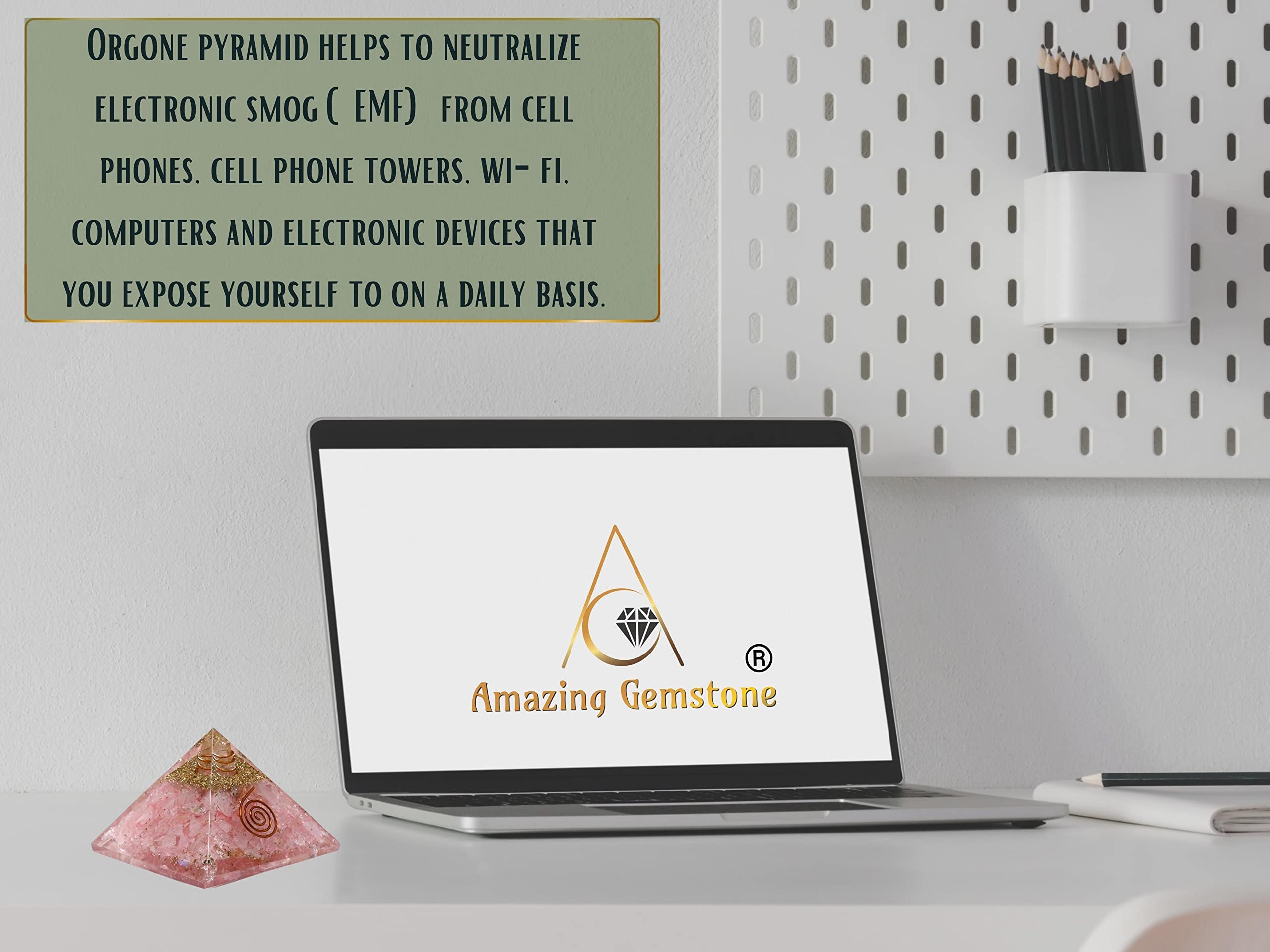 Amazing Gemstone Large Rose Quartz Orgonite Pyramid | Pink Crystal Pyramid | Organ Pyramids Positive Energy Healing