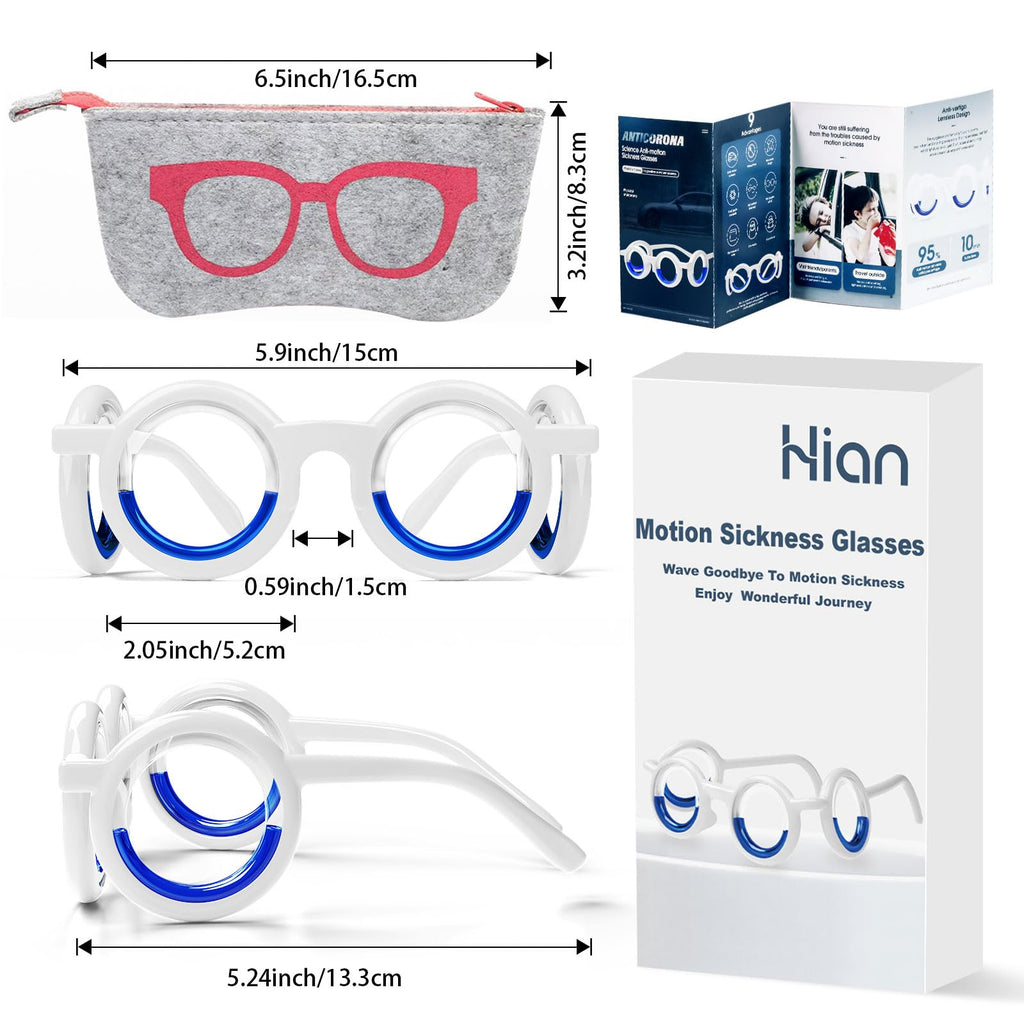 Hion Motion Sickness Glasses - Relieve Carsickness, Airsickness & Seasickness - Ultra-Light Portable Nausea & Vertigo Glasses fo