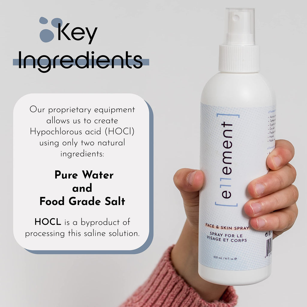 e11ement - Hypochlorous Acid Face and Skin Spray - HOCL- Safe for use on Acne Prone Skin - Eczema - Dry Scalp -Toner - Eye & Las