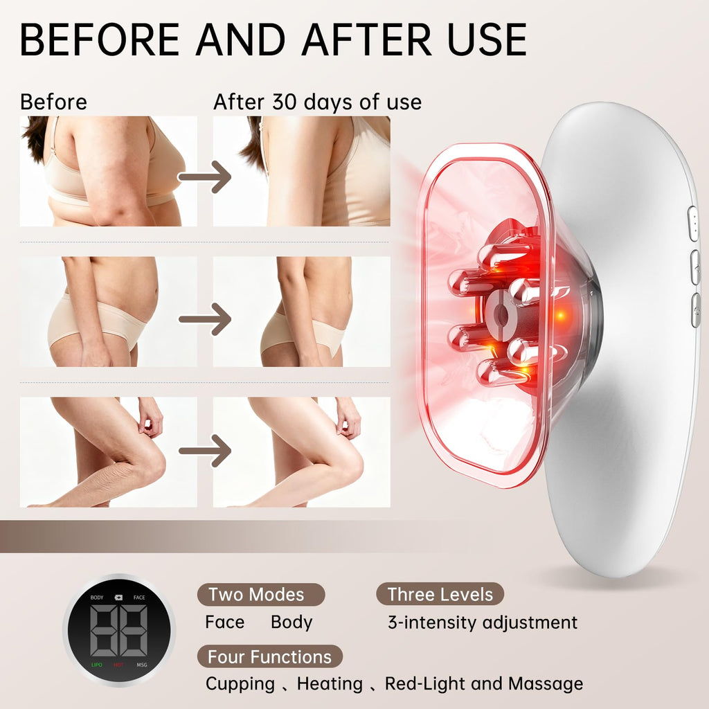 CENXIGO 4 in 1 Body Sculpting Machine-Lymphatic Drainage Massager with 4 Adjustable Functions:Heating,Cupping,Red Light & Massag