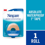 Nexcare Absolute Waterproof Tape, Flexible Foam Medical Tape, Secures Dressing and Keeps Wounds Dry - 1 In x 5 Yds, 1 Roll of Ta