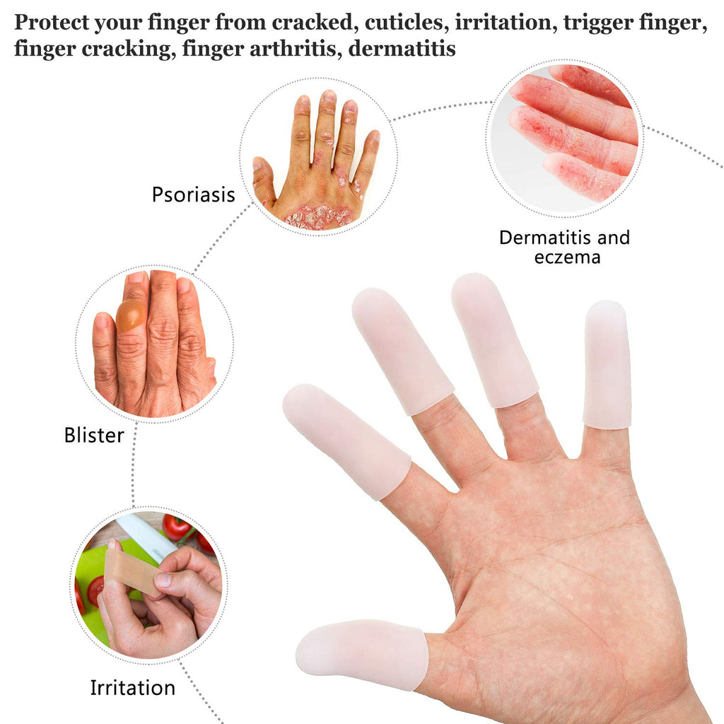 Frienda 30 Pieces Gel Finger Protector Cots Silicone Cover Cap Sleeves for Finger Cracking Trigger Support(White)