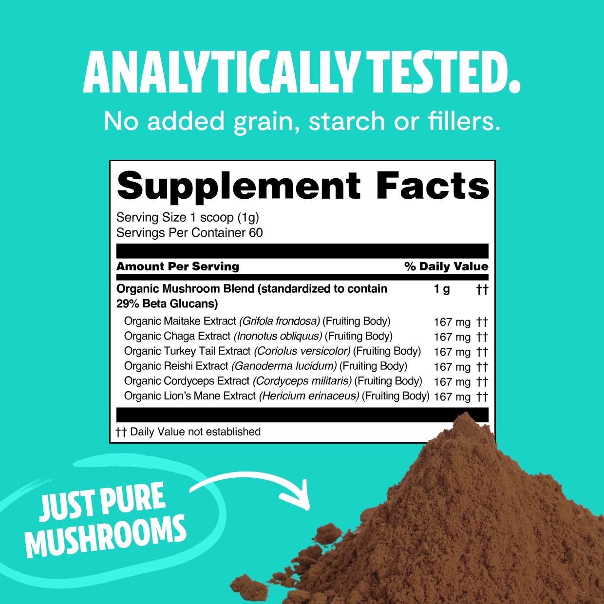 FreshCap Ultimate Mushroom Complex Powder - Ayurveda Lions Mane, Reishi, Cordyceps, Chaga, Turkey Tail, Maitake Supplements - fo