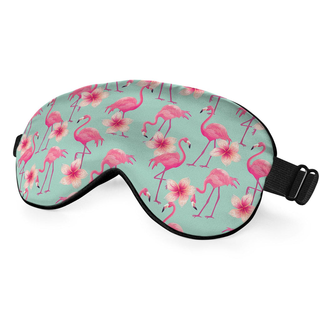 NOHSHE Pink Flamingo Eye Mask Sleeping Mask Tropical Pink Flowers Blue Sleep Masks Silky Soft Eye Cover for Women Men Shading Bl