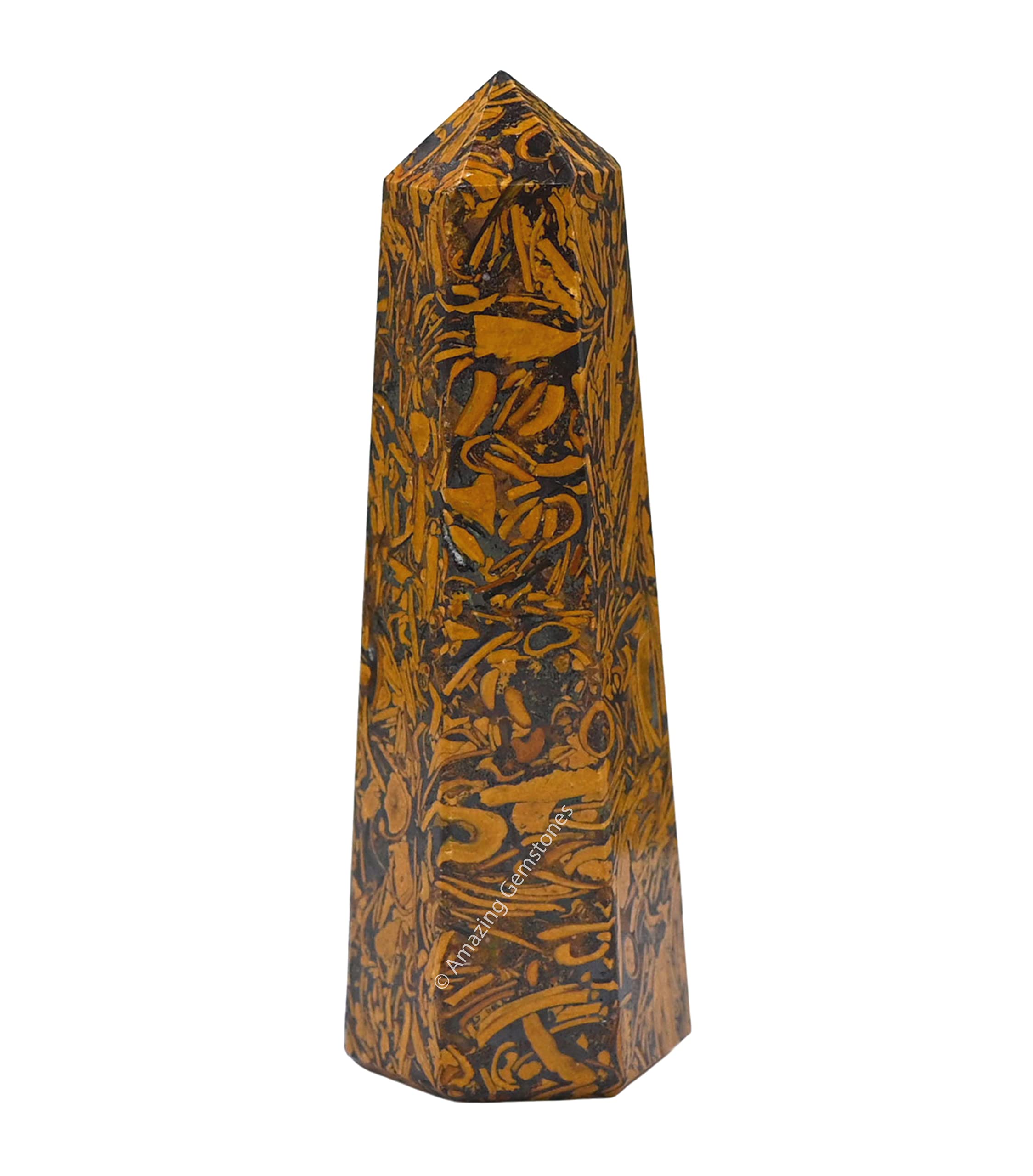 Mariyam Jasper Calligraphy Jasper Crystal Towers ~ Natural Healing Crystal Point Obelisk for Reiki Healing and Crystal Grid (2 t