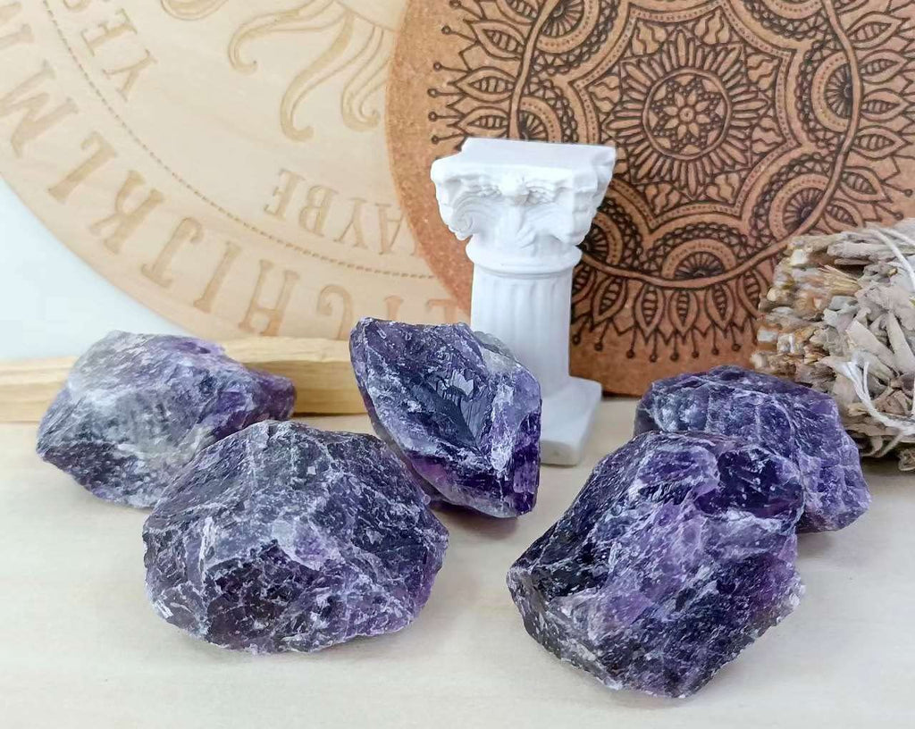 LAIDANLA Amethyst Natural Rough Stones Crystal Large Raw Crystals Bulk 1.5-2inch Healing Gemstones for Reiki Healing Tumbling Fo