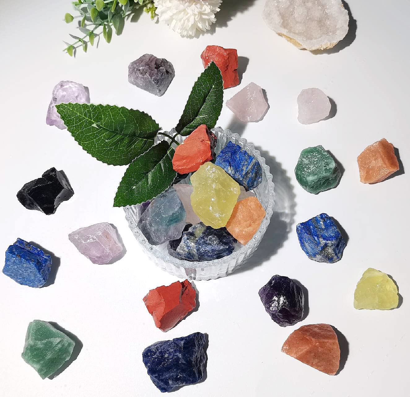 QINJIEJIE Green Aventurine Raw Crystals Natural Rough Stones Bulk Large 0.8-1.2'' Rocks Reiki Gemstones Fountain Rocks for Tumbl