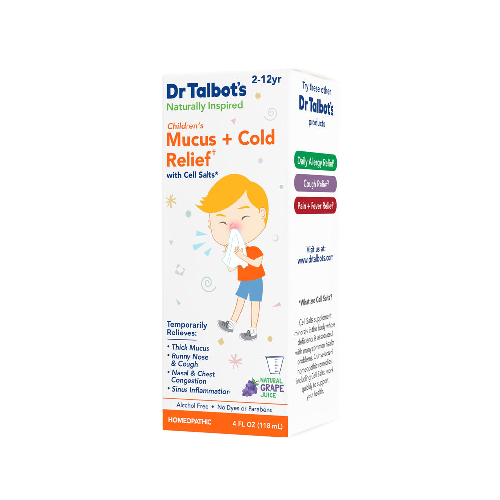 Dr. Talbots Mucus + Cold Relief Liquid Medicine, Naturally Inspired, for Children, Includes Dosage Cup, Natural Grape Juice Fla